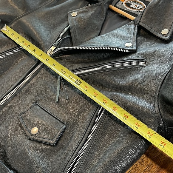CUSTOM BILT BLACK LEATHER MOTORCYCLE MOTORS BIKER JACKET - SIZE SMALL - Picture 16 of 17
